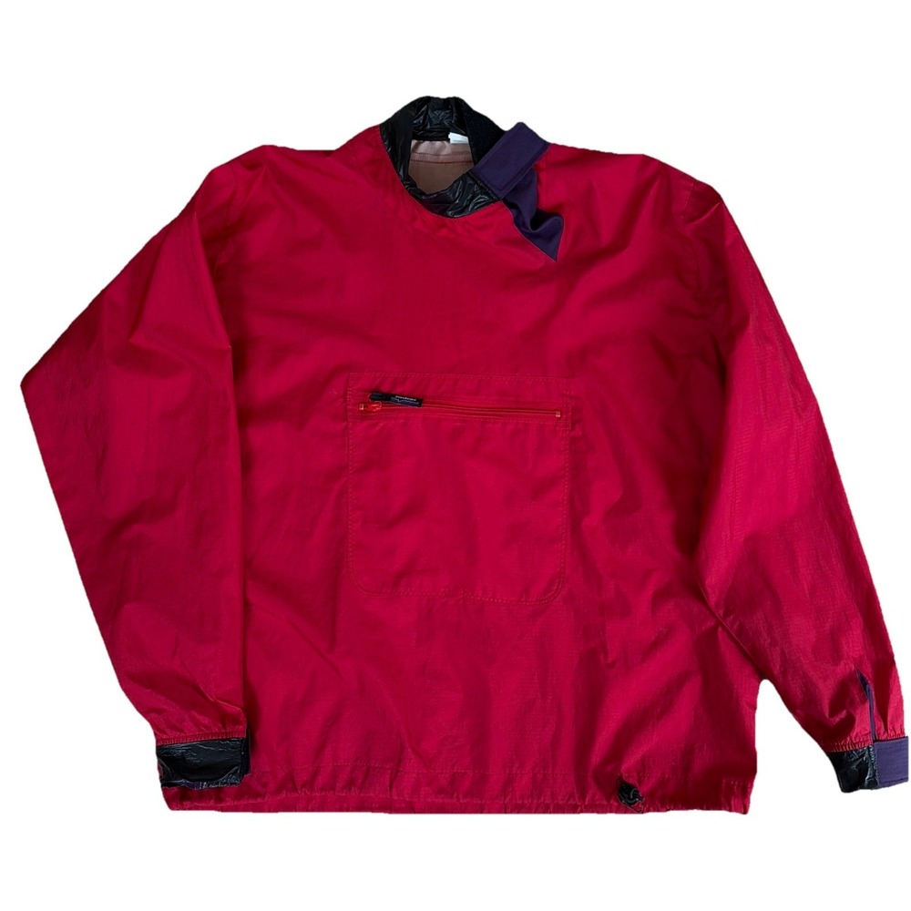 Vtg 80's Patagonia Kayak Water Paddling Nylon Red Pullover Jacket Men's Size XL